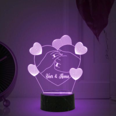 Couple Hand Soul Mate Acrylic Led Night lamp With Multicolored Light